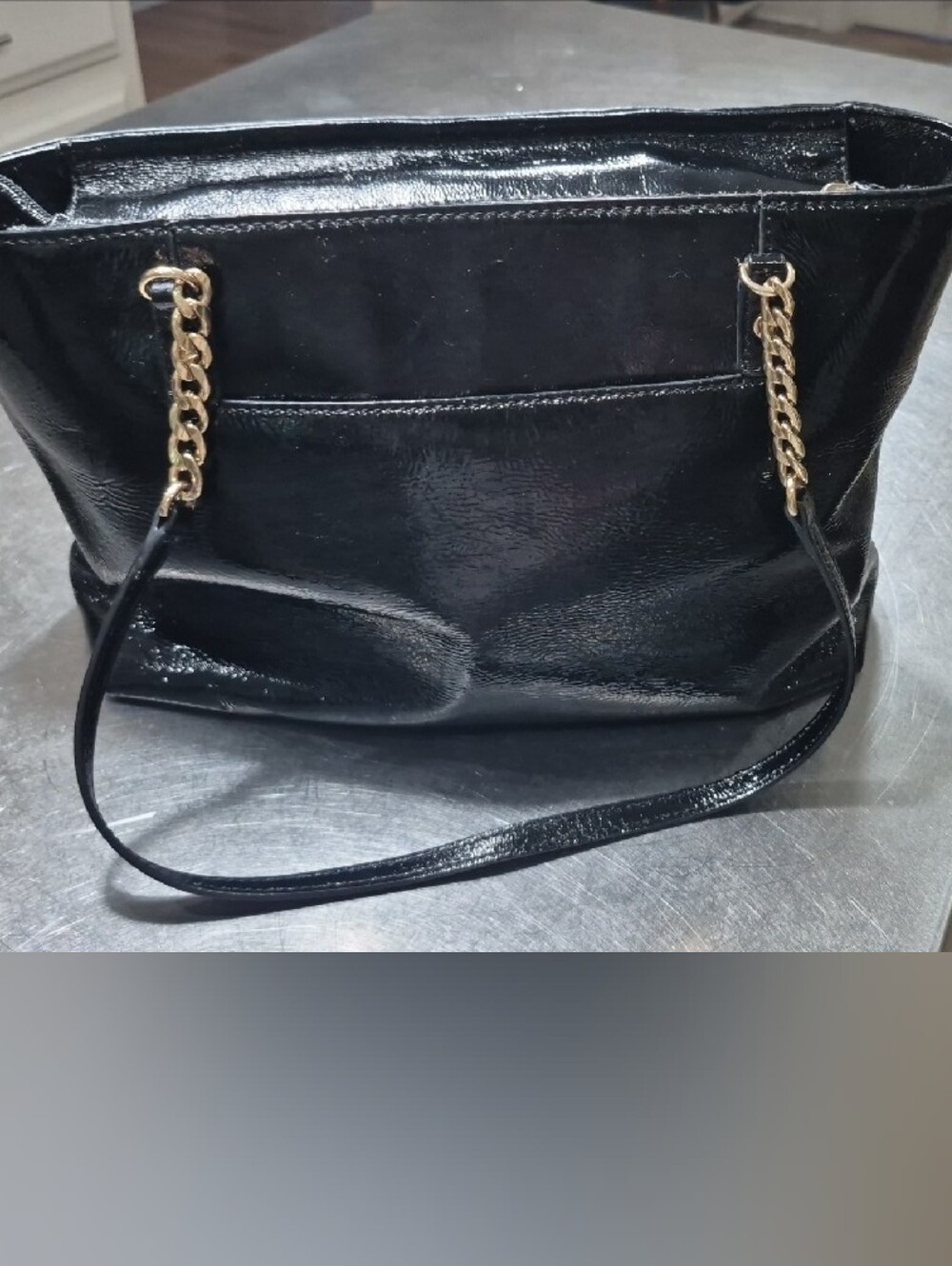 Michael Kors Jet Set Collection Black Patent Bag with Gold Accents